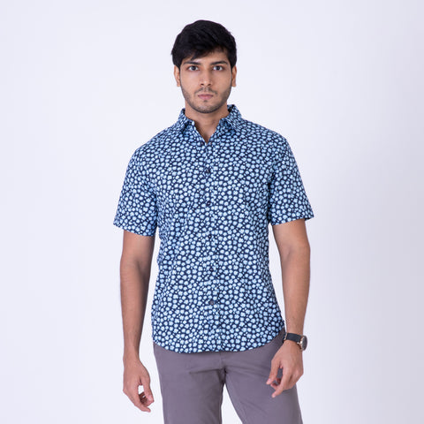 ATP-2096 ACROSS THE POND S/S Men's Casual; Printed Shirt