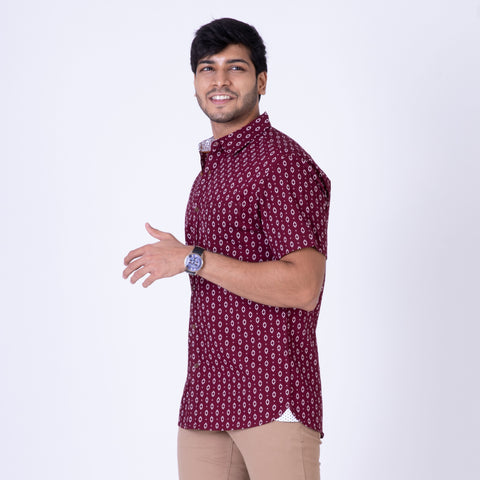 ATP-2122 ACROSS THE POND S/S Men's Casual Printed Shirt