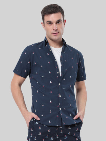 ATP-2011 ACROSS THE POND S/S Men's Casual Printed Shirt