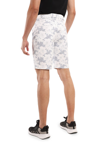 HB-7049222 Across The Pond Men's WHITE TROPICAL printed cotton shorts