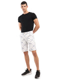 HB-7049222 Across The Pond Men's WHITE TROPICAL printed cotton shorts