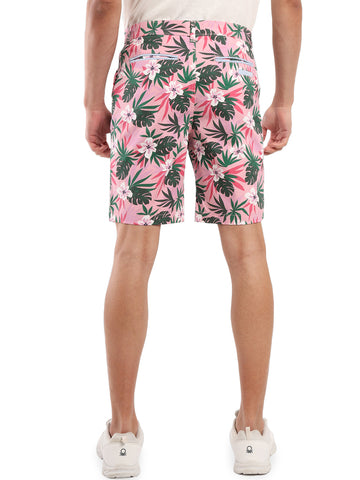 HB-7001222 Across The Pond Men's PINK TROPICAL printed cotton shorts