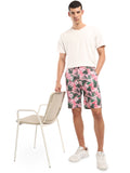 HB-7001222 Across The Pond Men's PINK TROPICAL printed cotton shorts