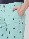 HB-7007D-Sailboat Across The Pond Men's Sailboat Printed Cotton Shorts