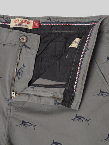 HB-7007B-Marlin  Across The Pond Men's Marlin Printed Cotton Shorts