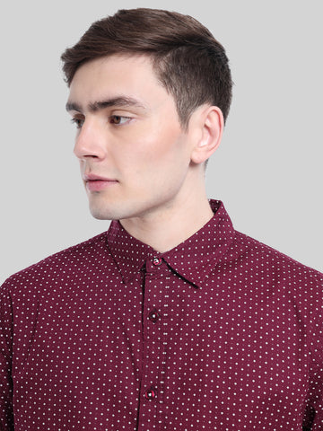 GO-2119222 MENS L/S PRINTED SHIRT WITH CONTRAST FABRIC (CRISPY)