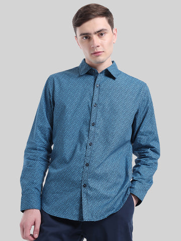 GO-L2126222 MENS L/S PRINTED SHIRT WITH CONTRAST FABRIC (CRISPY)