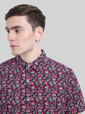 ATP-GO-Navy/pink/red Floral Printed shirt