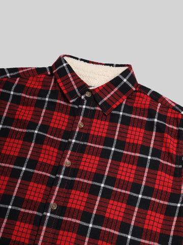 LONG SLEEVE BRUSHED FLANNEL SHIRT WITH SHERPA