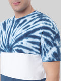 ATP-1087K122  Across the pond Men's tie dye colored short sleeve tie dye col block crew T-Shirt